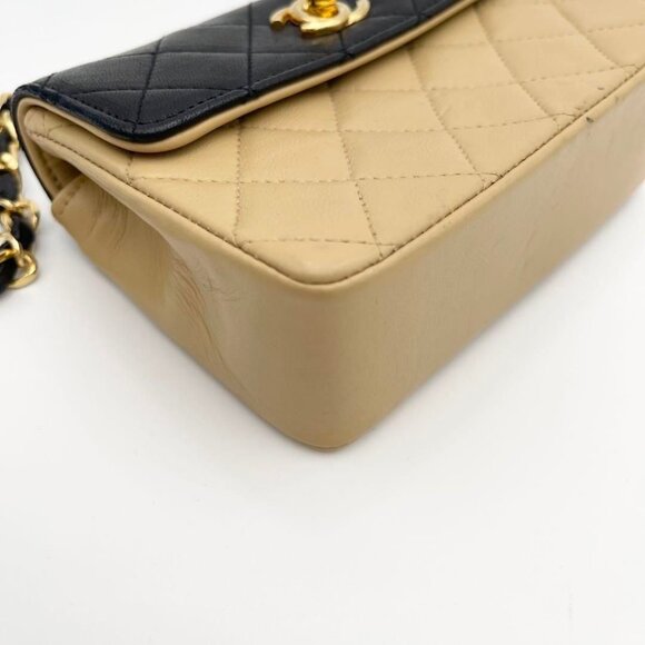 Authentic CHANEL 24K  Vintage Classic Single Flap Quilted Lambskin Chain Bag Tan - Picture 9 of 16